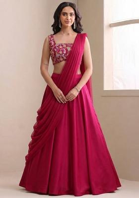 Hot Pink Sequin Crepe Lehenga Set