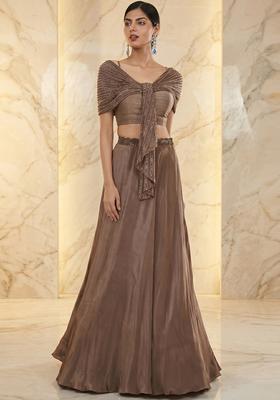 Beige Embroidered Handwork Fusion Set