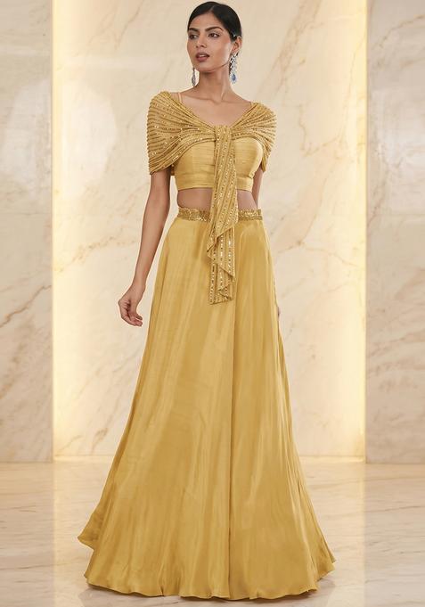 Gold Embroidered Handwork Fusion Set
