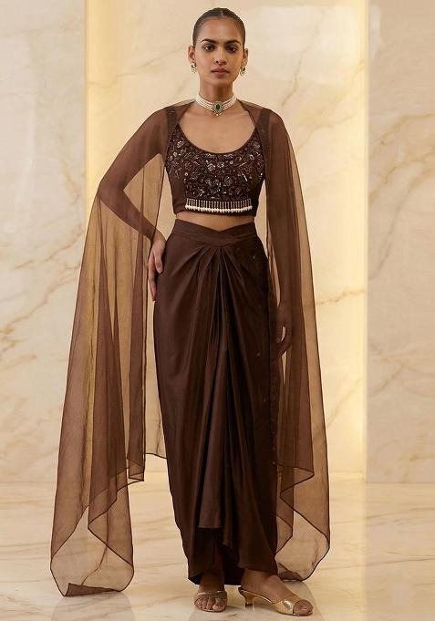 Black Embroidered Handwork Fusion Set