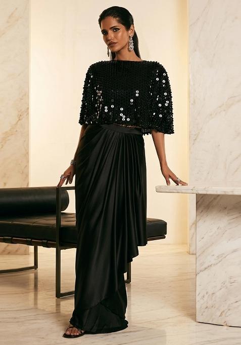 Black Embroidered Handwork Fusion Set