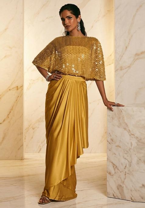 Gold Embroidered Handwork Fusion Set