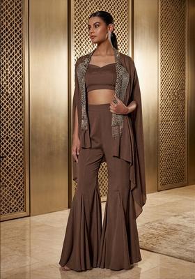 Coral Embroidered Handwork Fusion Set