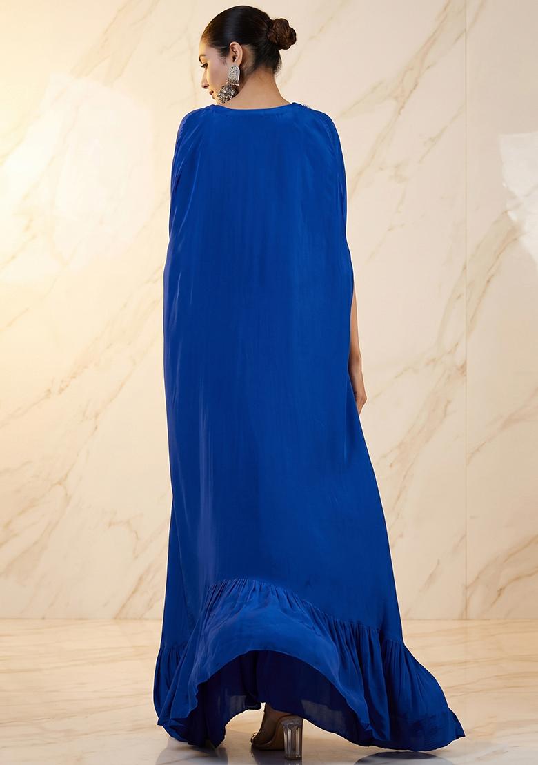 Blue Embroidered Handwork Fusion Set - Indya