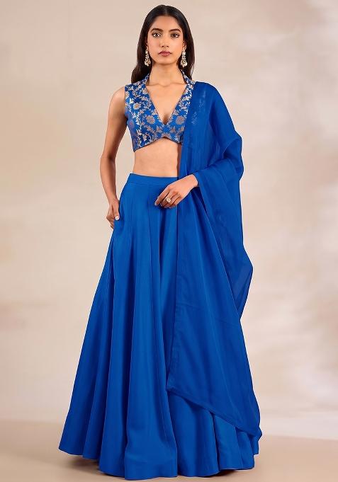 Blue Silk Lehenga Set