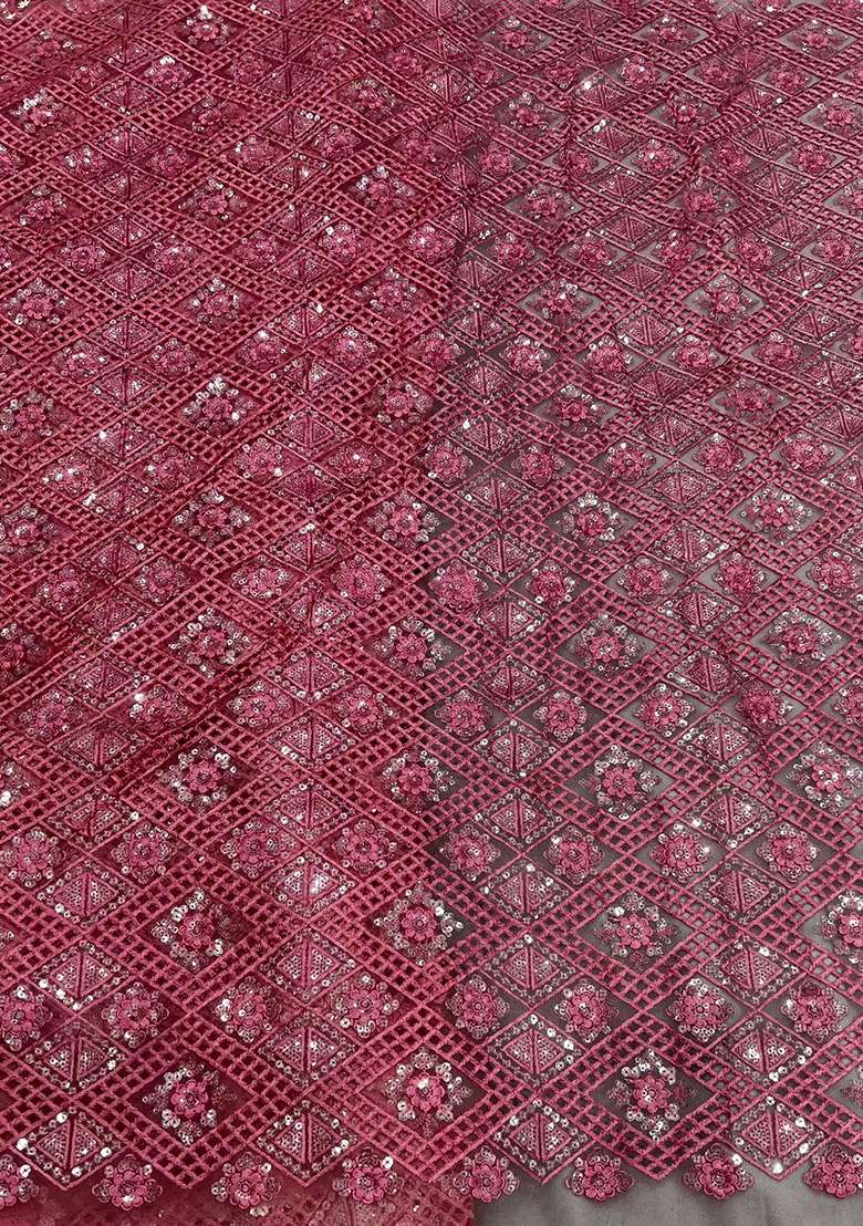 Rani Pink Embroidered Net Lehenga Set - Indya