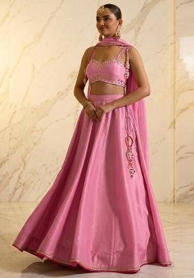 Light Pink Embroidered Handwork Lehenga Set