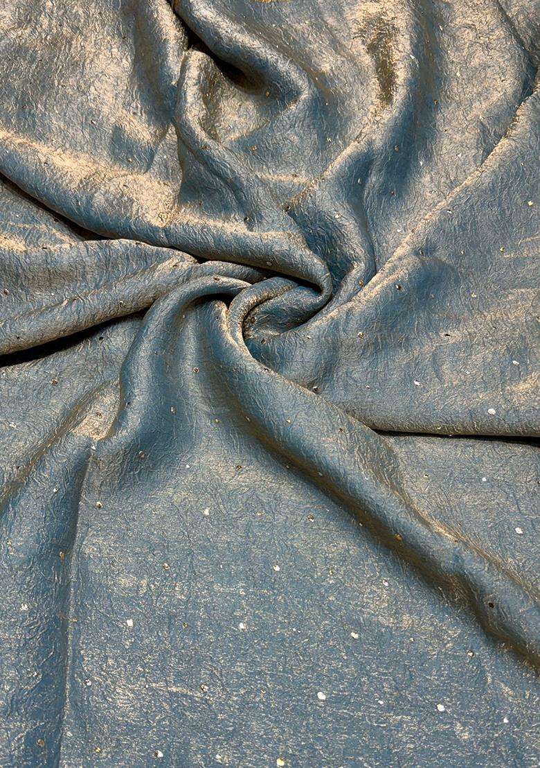Dusty Blue Embroidered Silk Blend Lehenga Set - Indya