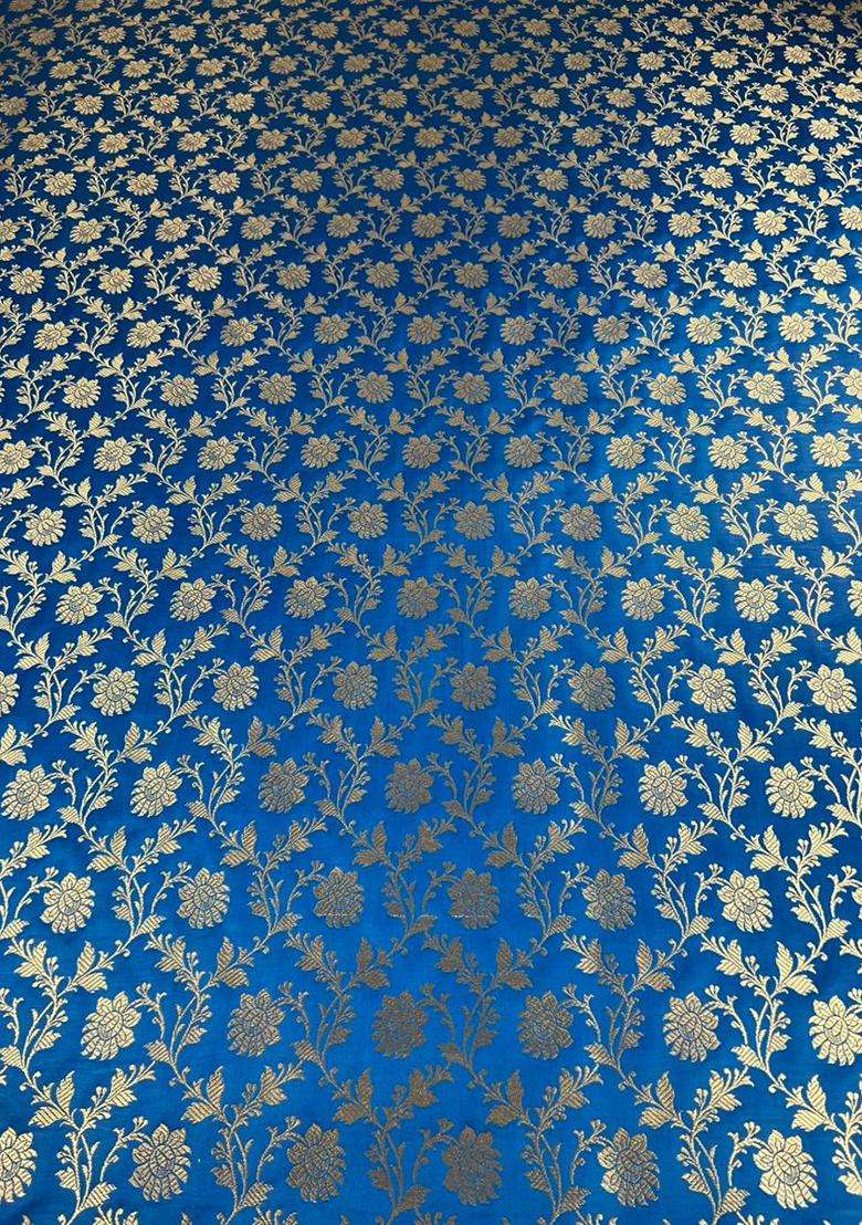 Blue Jacquard Brocade Lehenga Set for Diwali | Wedding & Festive Wear - Indya