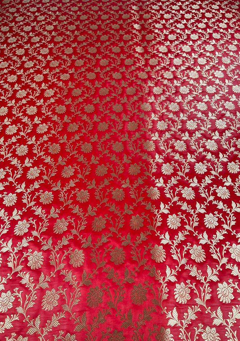Orange Jacquard Brocade Lehenga Set for Diwali and Festive Wear - Indya