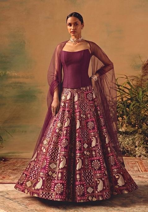 Rani Pink Printed Lehenga Set
