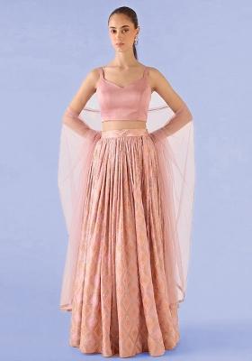 Light Peach Georgette Lehenga Set