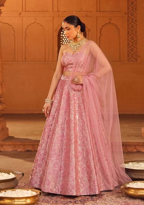 Pink Silk Lehenga Set