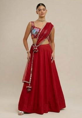 Red Printed Lehenga Set