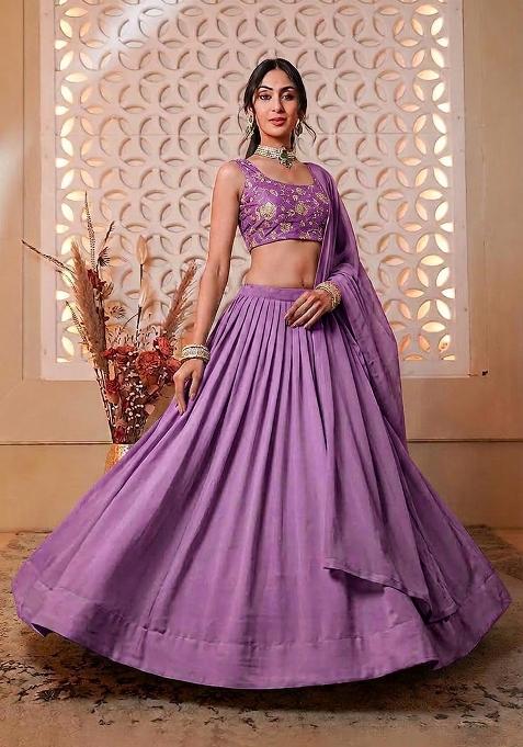 Orchid Printed Crepe Lehenga Set