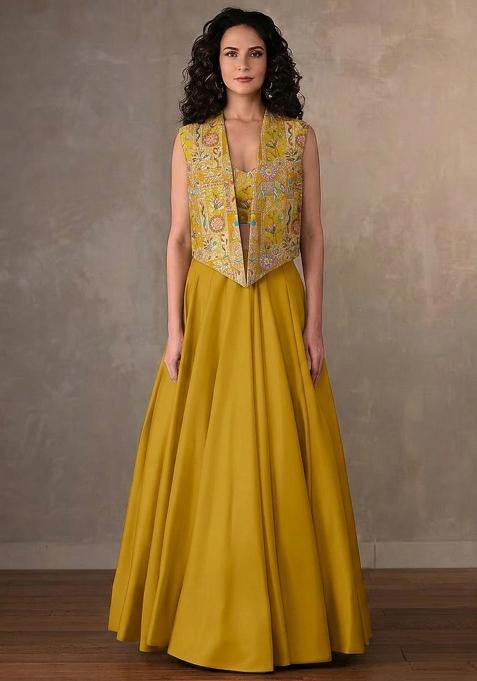 Yellow Silk Lehenga Set