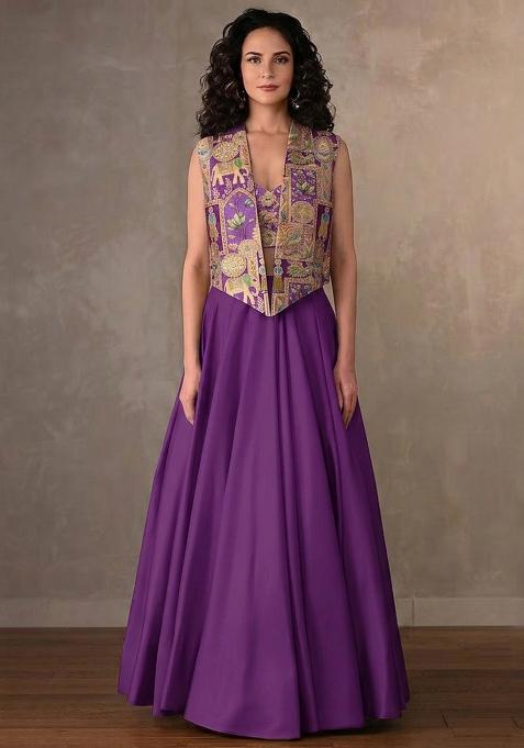 Purple Silk Lehenga Set