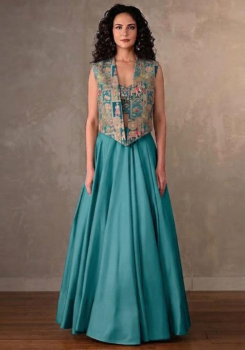 Blue Silk Lehenga Set