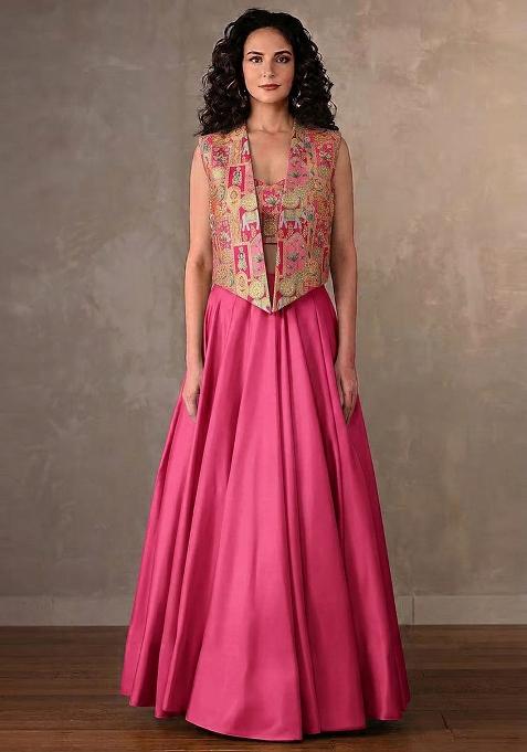 Pink Silk Lehenga Set