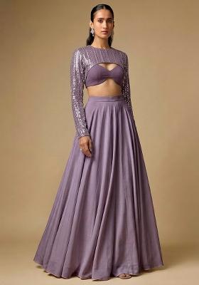 Lilac Sequin Net Lehenga Set