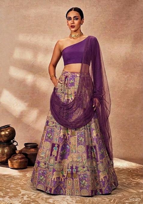Purple Silk Lehenga Set
