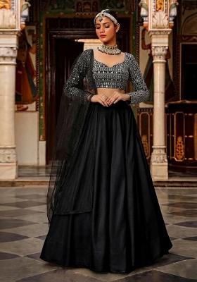 Black Mirror Work Georgette Lehenga Set