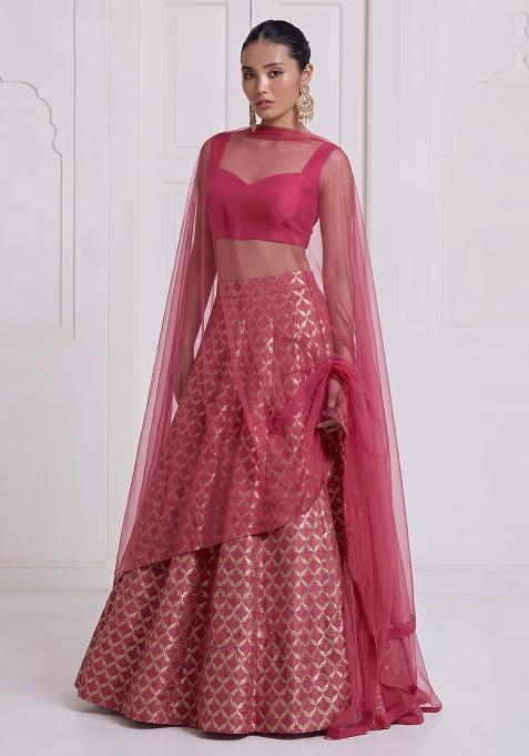 Rani Pink Chanderi Lehenga Set