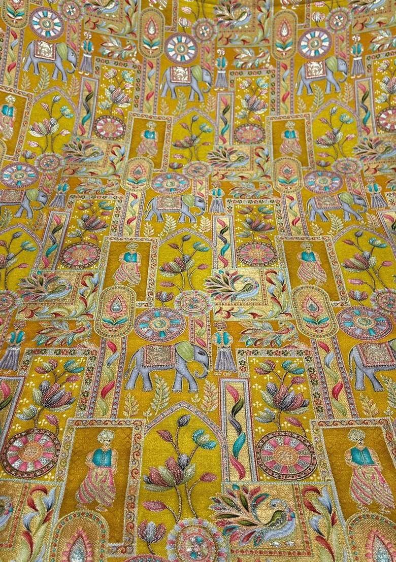 Mustard Yellow Silk Blend Lehenga Set - Indya