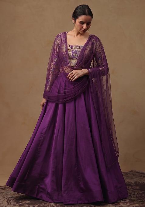 Deep Purple Silk Lehenga Set