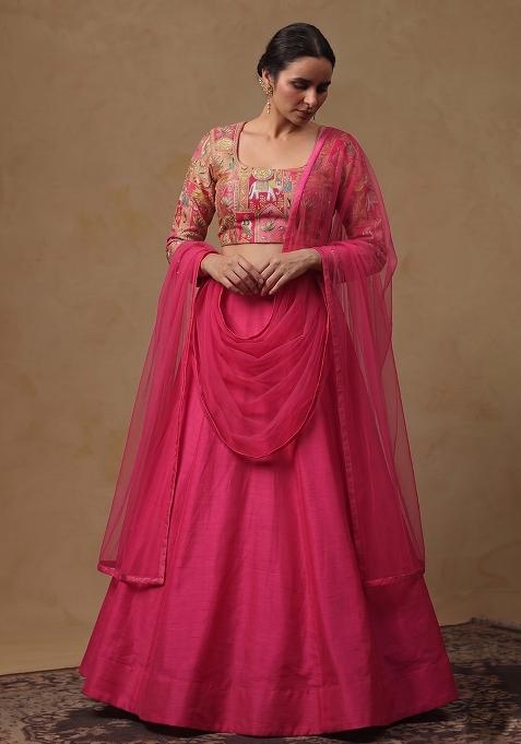 Rani Pink Silk Lehenga Set