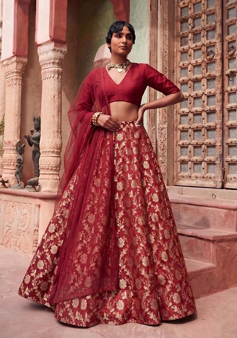 Red Silk Lehenga Set