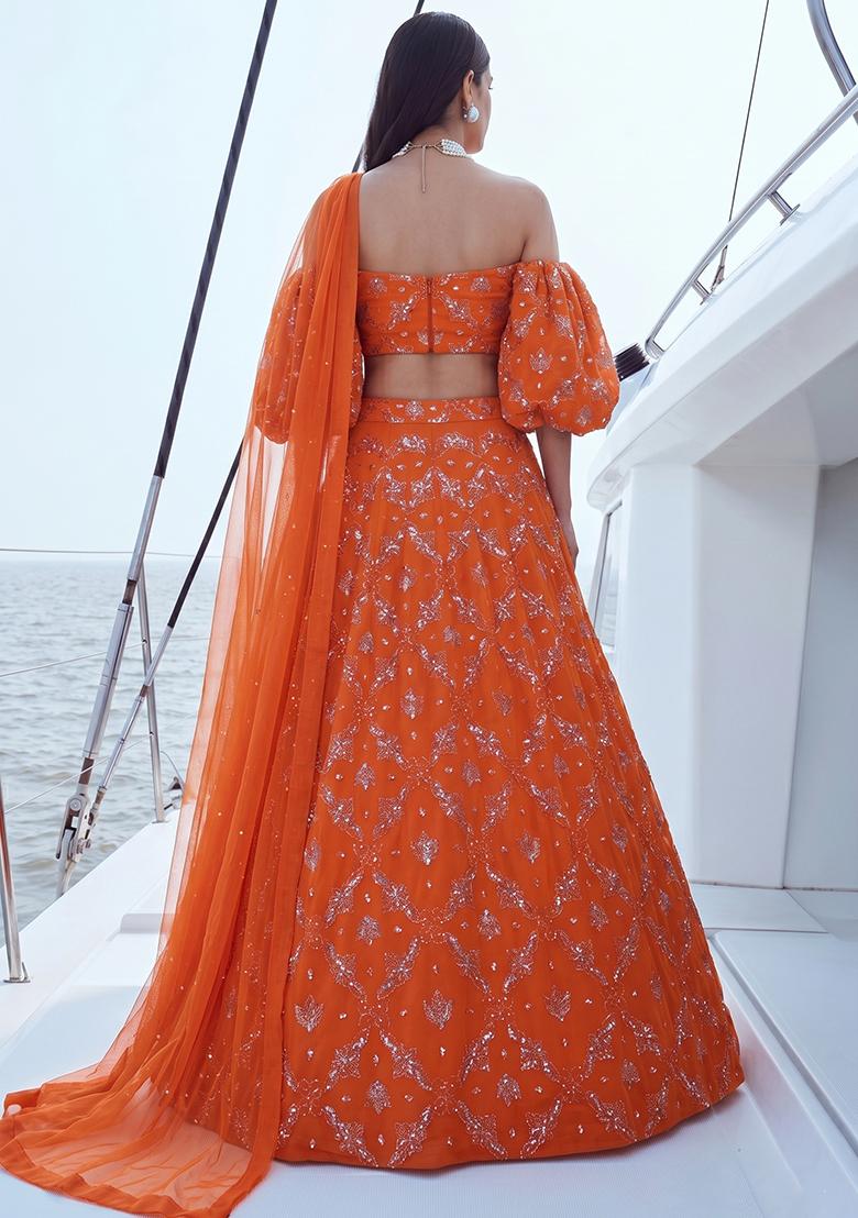 Safferon Embroidered Organza Lehenga Set - Indya