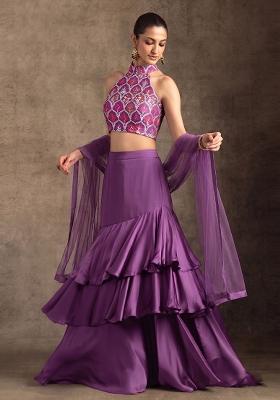 Magenta Zari Brocade Lehenga Set