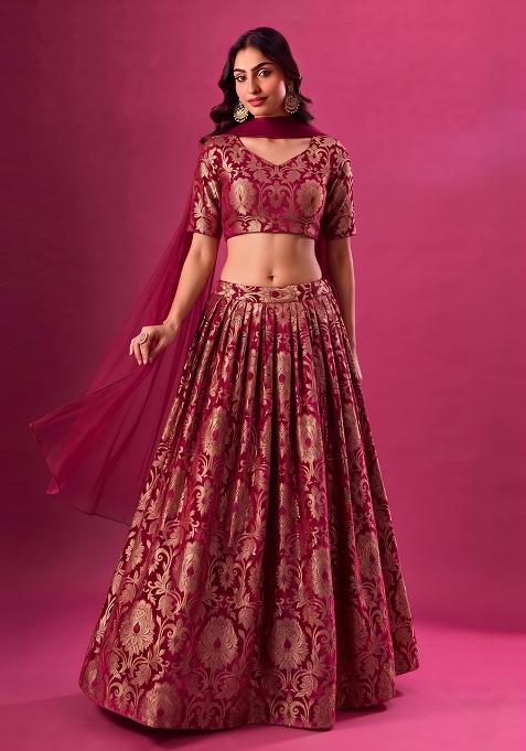 Magenta Silk Lehenga Set