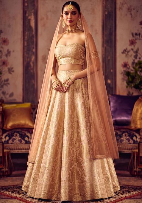 Soft Pink Brocade Lehenga Set