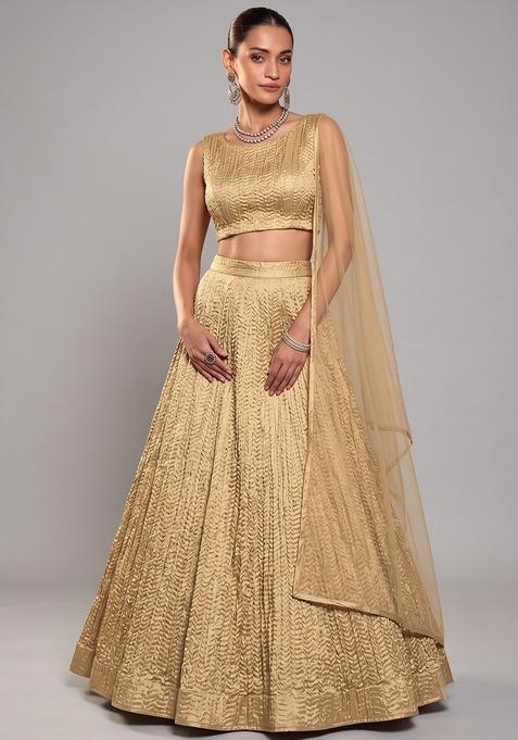 Gold Plated Organza Lehenga Set