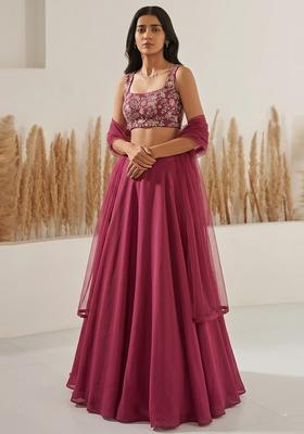Deep Pink Sequin Crepe Lehenga Set