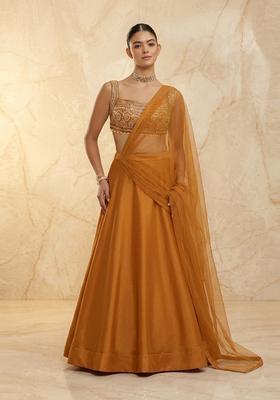 Mustard Embroidered Handwork Lehenga Set