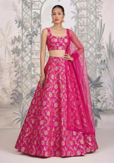 Pink Silk Lehenga Set