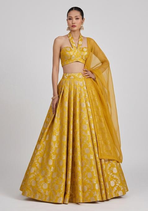 Mustard Silk Lehenga Set