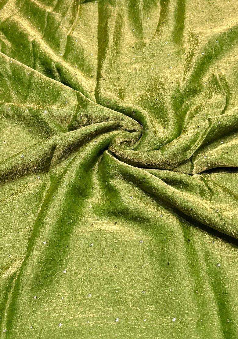 Olive Green Embroidered Silk Blend Lehenga Set - Indya