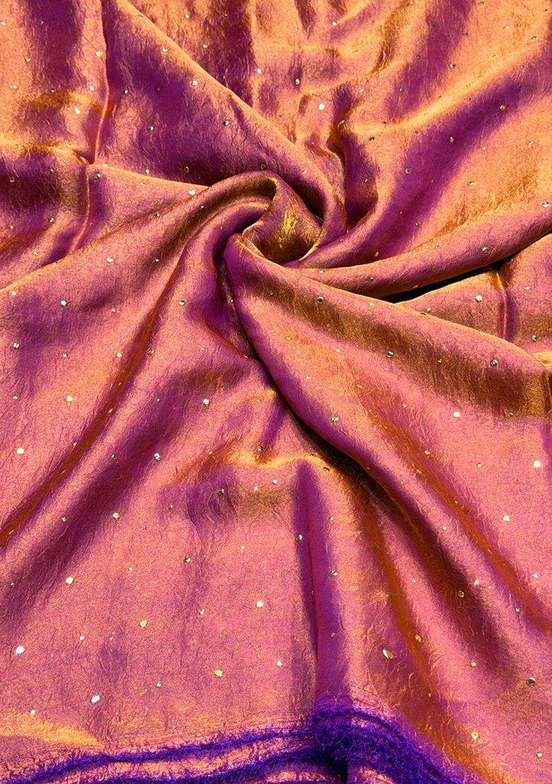 Magenta Embroidered Silk Blend Lehenga Set - Indya