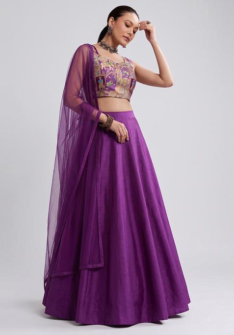 Purple Silk Lehenga Set