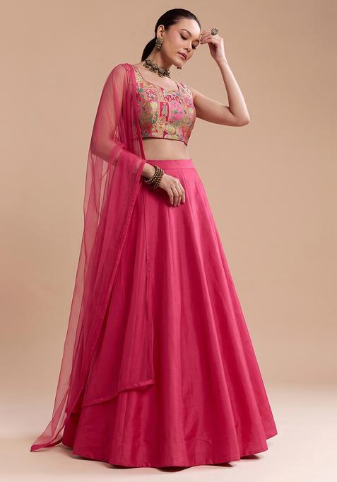 Pink Silk Lehenga Set