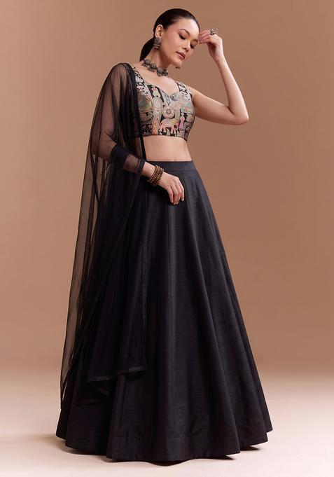 Black Silk Lehenga Set