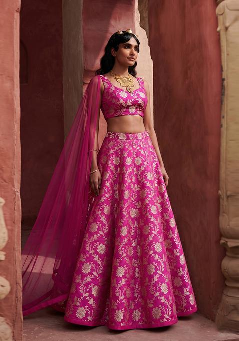 Pink Silk Lehenga Set