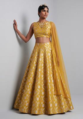 Mustard Silk Blend Lehenga Set