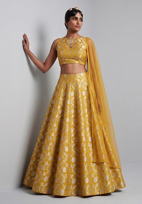 Mustard Silk Lehenga Set