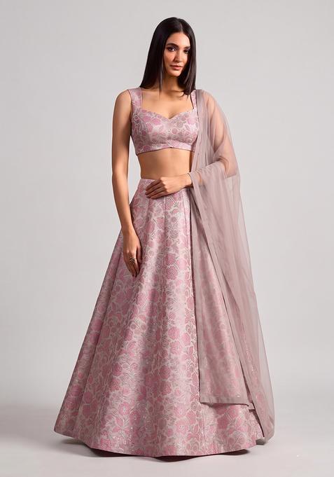 Dusty Pink Silk Lehenga Set
