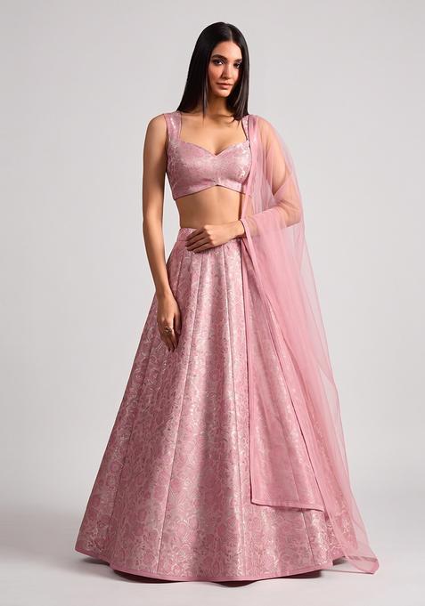 Pastel Pink Silk Lehenga Set